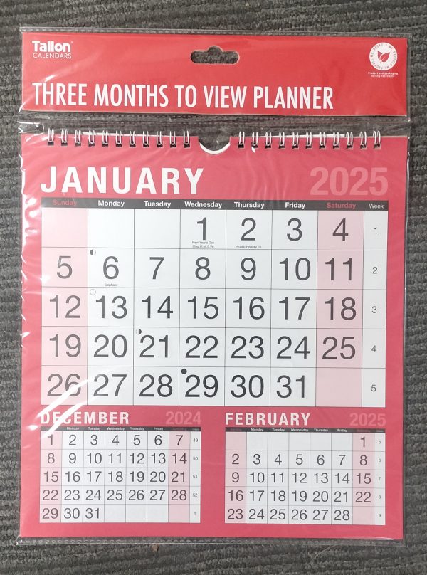 YEAR 2025 3 MONTH TO VIEW COMMERCIAL PLANNER