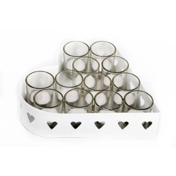 METAL HEART SHAPE 12 TEA LIGHT CANDLE HOLDER