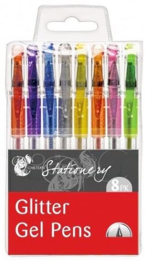 8 CHILTERN WOVE GLITTER GEL PENS