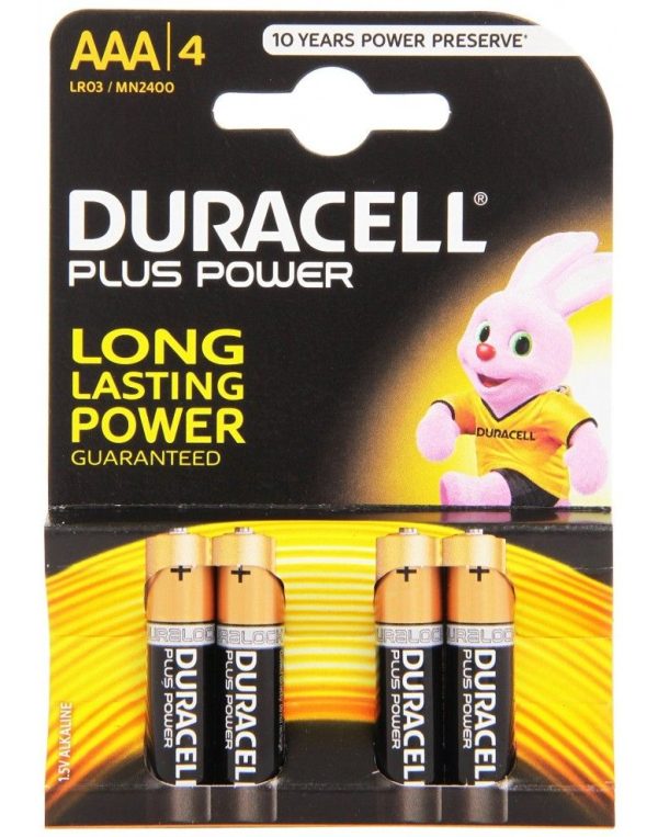 DURACELL BASIC AAA MN2400 BATTERIES - PACK OF 4 SIMPLY