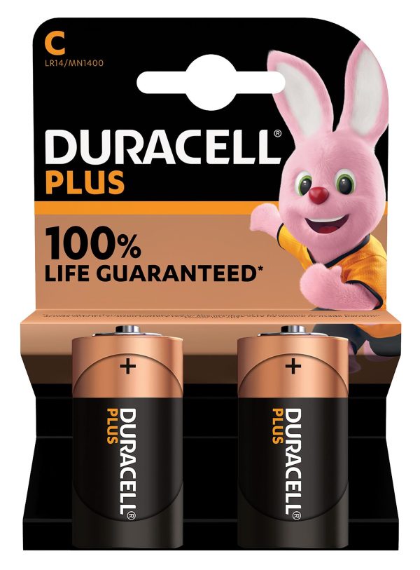 DURACELL PLUS BATTERY C BATTERIES MN1400 PLUS - PACK OF 2