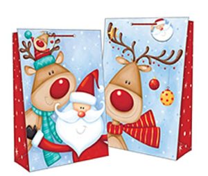 SUPER JUMBO GIFT BAG CUTE REINDEER & SANTA