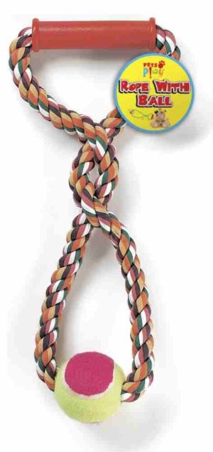 PETS PLAY FIGURE 8 ROPE WITH BALL