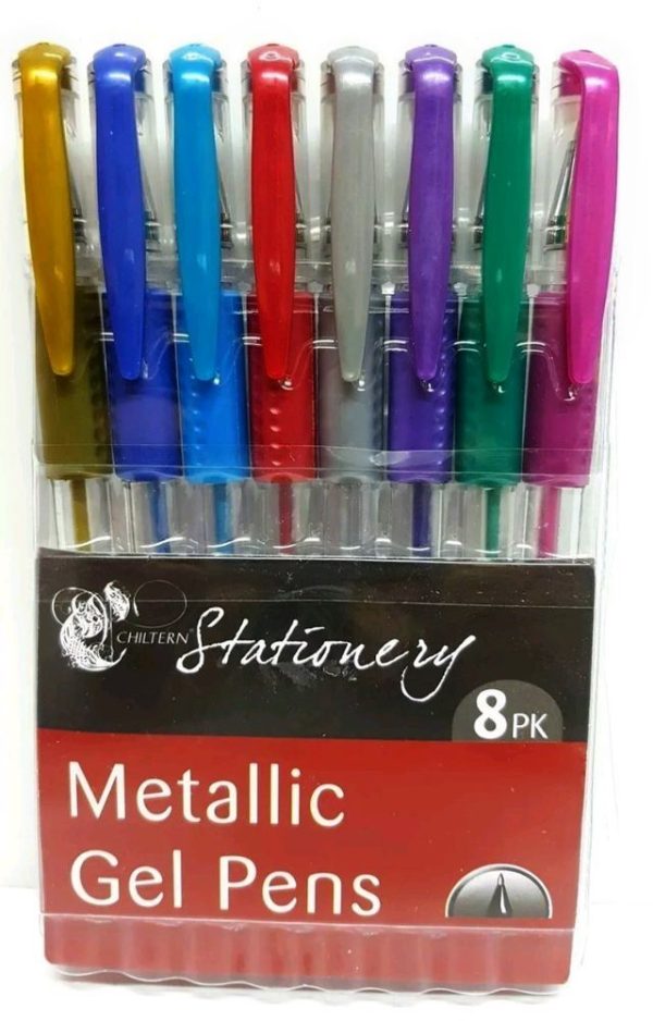 8 CHILTERN WOVE METALLIC GEL PENS