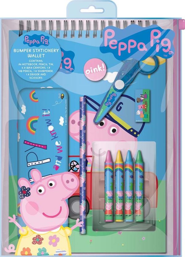 PEPPA PIG BUMPER STATIONERY WALLET A4 NOTEBOOK PEN PENCIL ETC..