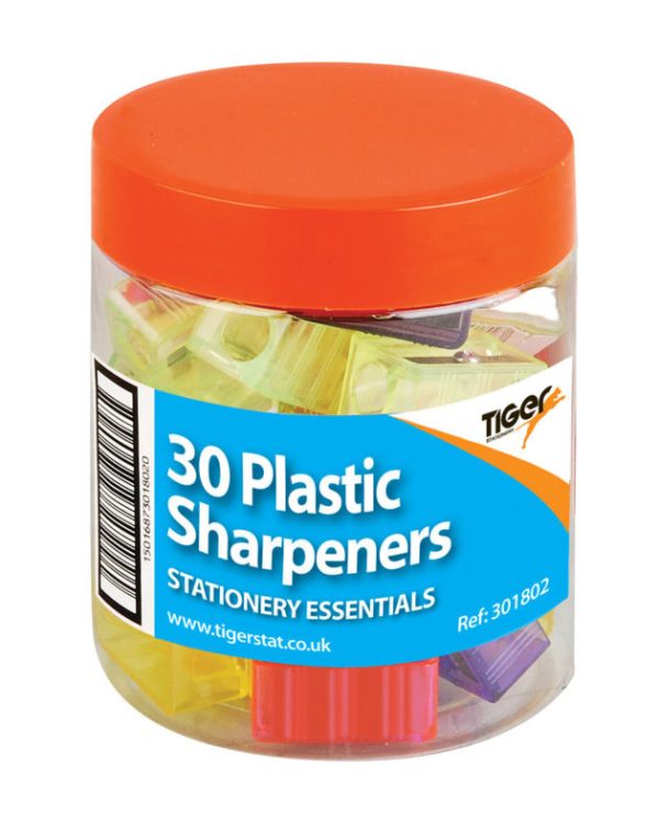 TIGER 30 PLASTIC SHARPENERS IN TUB