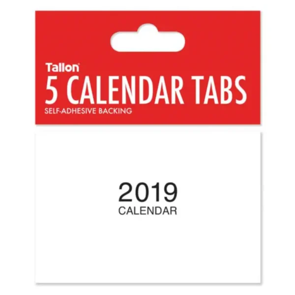 2019 MINI CALENDERS TABS SELF ADHESIVE BACK PACK OF 5