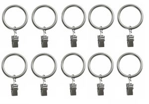 ADORN METAL CURTAIN RINGS WITH CLIPS PACK OF 10'S