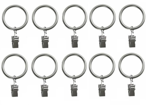 ADORN METAL CURTAIN RINGS WITH CLIPS PACK OF 10'S