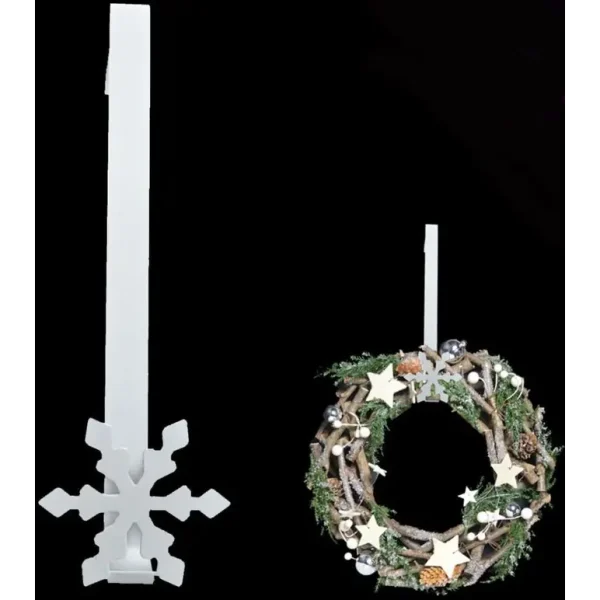 WHITE SNOW METAL WREATH HANGER