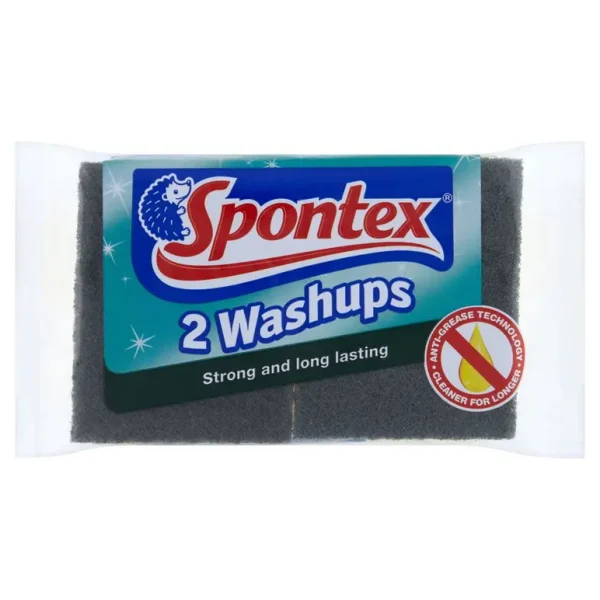 SPONTEX WASHUPS SPONGE SCOURERS PACK OF 2