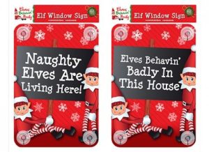 NAUGHTY ELVES ARE LIVING HERE WINDOW SIGN STICKER