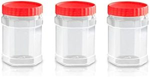 SUNPET PLASTIC JAR HEX 400ML PACK OF 3