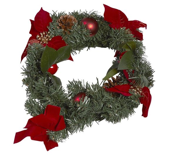 POINSETTIA FLOWER CHRISTMAS WREATH 40CM