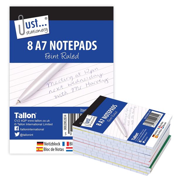 A7 NOTEBOOKS LINED PAPER PACK OF 8