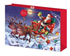 FLYING SANTA GLITTER LARGE BAG