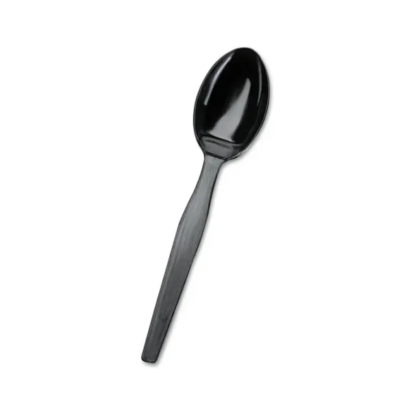 PACK OF 100 BLACK HEAVY DUTY PLASTIC PS SOUP SPOON