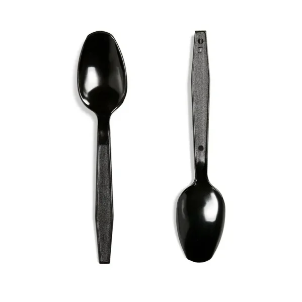 PACK OF 100 BLACK HEAVY DUTY PLASTIC PS TEASPOON