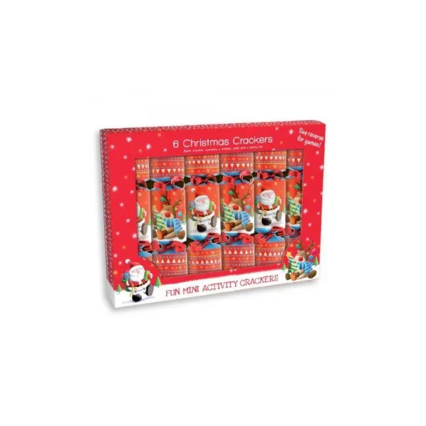 CHRISTMAS 6" MINI CRACKERS - SANTA & REINDEER PACK OF 6