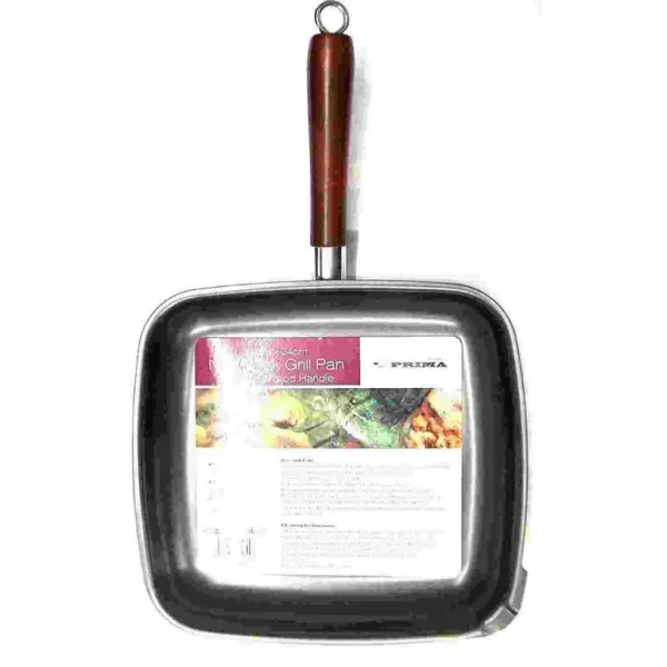 PRIMA NONSTICK GRILL PAN WITH ROSEWOOD HANDLE 26CM X 24CM