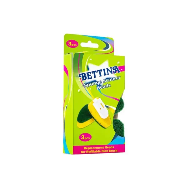 3 BETTINA GREEN SPONGE SCOURER REFILLS HEADS