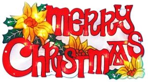 BATTERY OPERATED MERRY XMAS WINDOW METALLIC SILHOUETTE SIGN - - 20 WHITE LED LIGHTS