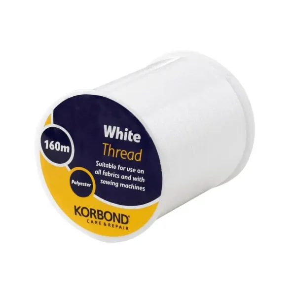 KORBOND WHITE POLYESTER THREAD 160M BOBBIN