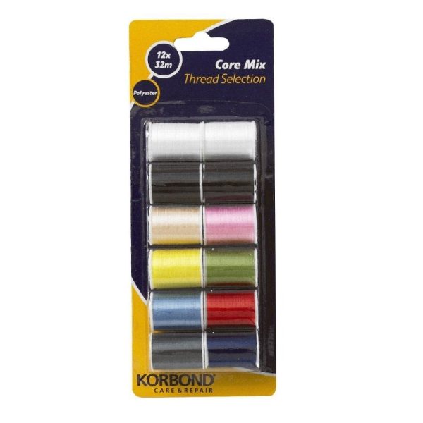 12 KORBOND CORE MIX THREAD SELECTION BOBBINS X 32M