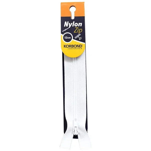 KORBOND NYLON ZIP 12CM - WHITE