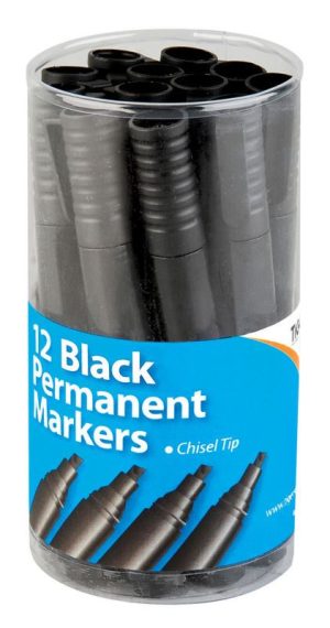 12 TIGER CHISEL TIP PERMANENT MARKER IN TUB