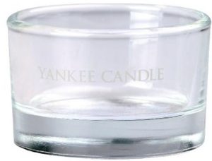 YANKEE CLEAR GLASS TEA LIGHT CANDLE HOLDER