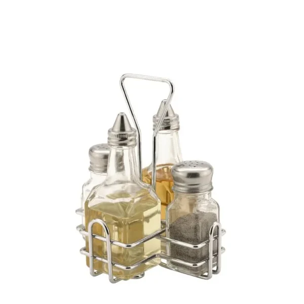 GLASS CONDIMENT SET 4 PCS