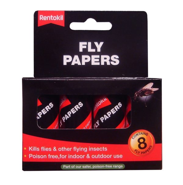 RENTOKIL PESTICIDE FREE FLY PAPERS PACK OF 8