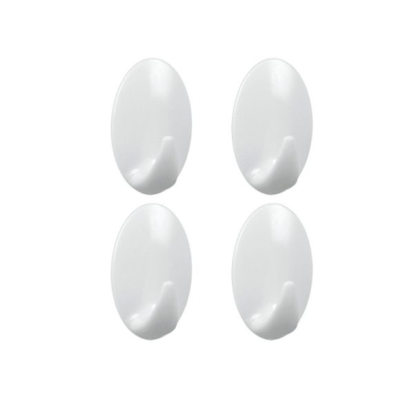 METLALTEX SELF ADHESIVE WHITE LILLIPUT PLASTIC HOOKS PACK OF 4