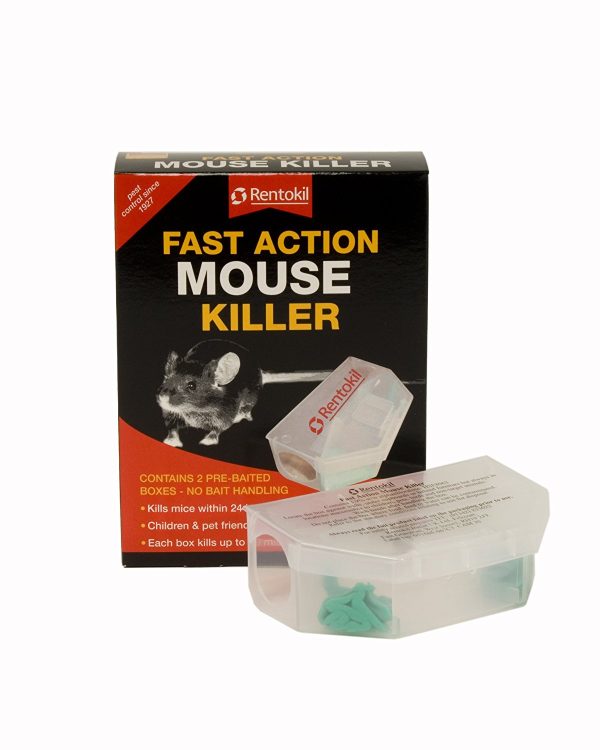 RENTOKIL FAST ACTION MOUSE KILLER TWIN PRE BAITED BOX