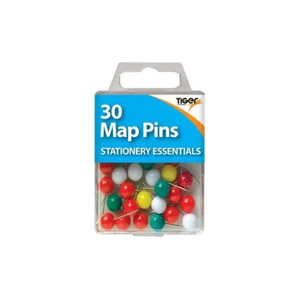 ESSENTIAL COLOURED MAP PINS PACK OF 30