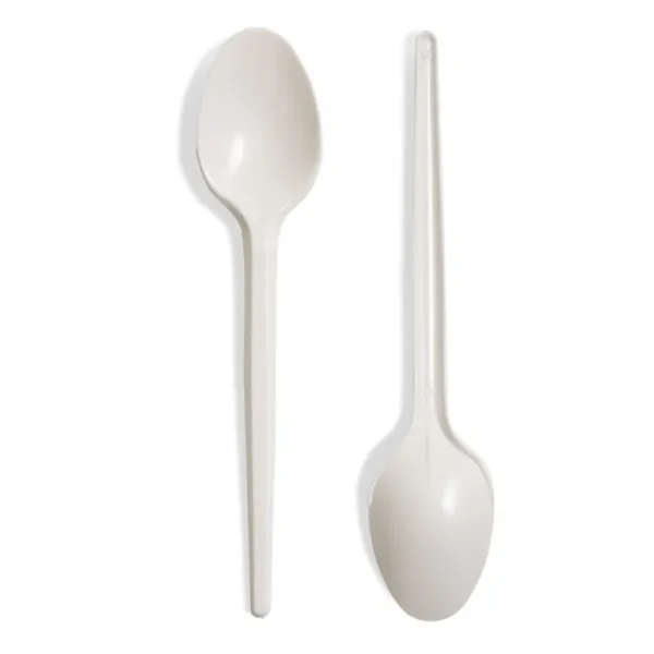 100 WHITE MEDIUM DUTY PLASTIC DESSERT SPOON