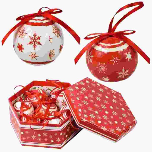 7 CHRISTMAS DECORATION BAUBLES 80MM