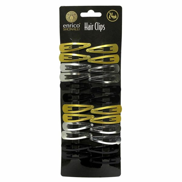 ENRICO SHONALLI HAIR CLIPS BLACK / GOLD / SILVER 24/PK