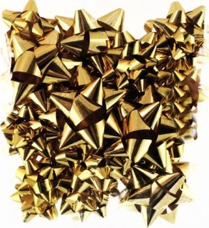 16 GOLD METALLIC BOWS