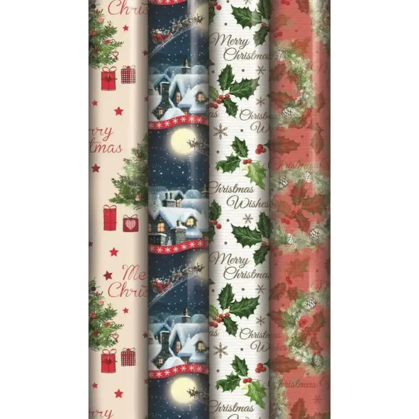 NORTH POLE TRADITIONAL CHRISTMAS GIFT WRAP 70CM X 8M