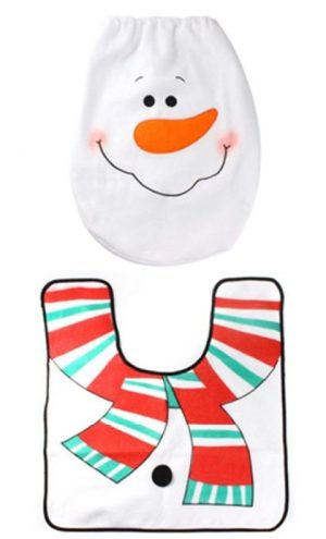 CHRISTMAS DECORATION SNOWMAN TOILET SEAT COVER 2PCS SET