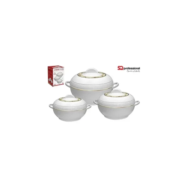 3PCS AMBIENTE DELXUE HOT POT INSULATED FOOD WARMER CASSEROLE - MEDIUM (2500ML - 3500ML - 6000ML)