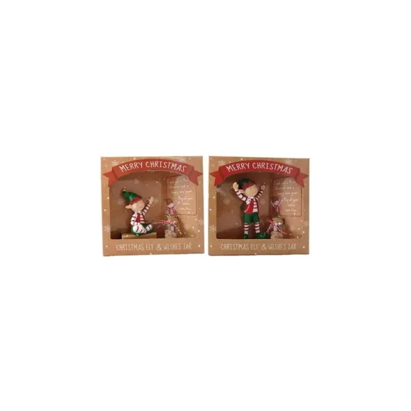 CHRISTMAS ELF & FAIRY JAR (2 ASSORTED)IN OPEN TOUCH BOX