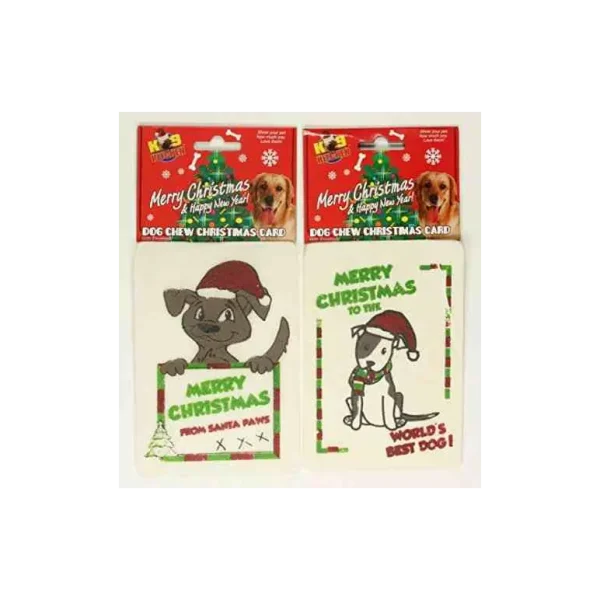 EDIBLE RAWHIDE DOG CHEW CHRISTMAS CARD