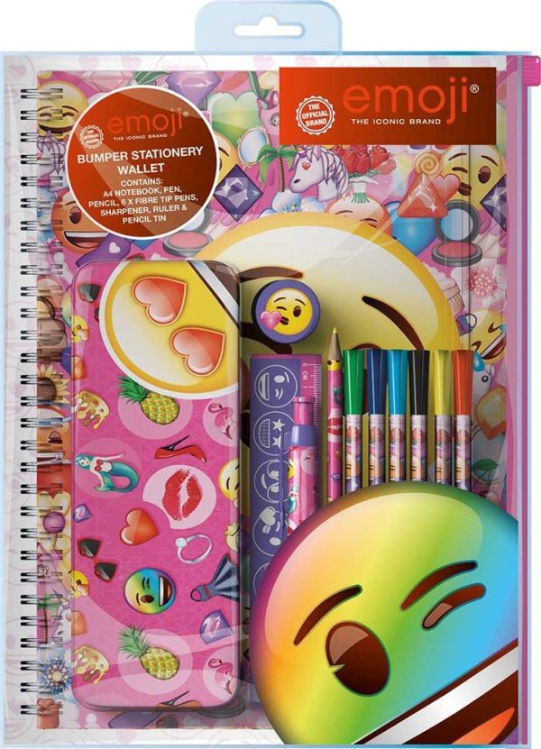 GIRLS EMOJI BUMPER STATIONERY SET IN WALLET