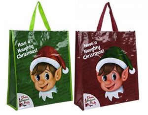 ELF DESIGN HEAVY DUTY REUSABLE SHOPPING BAGS CHRISTMAS