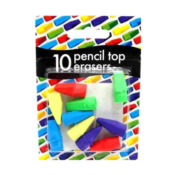 COUNTY PACK OF 10 PENCIL TOP ERASERS