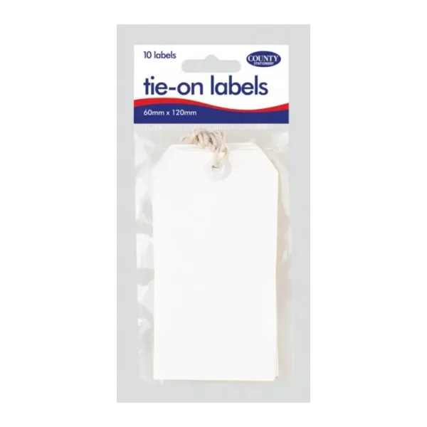 COUNTY PACK OF 10 WHITE TIE ON LABELS