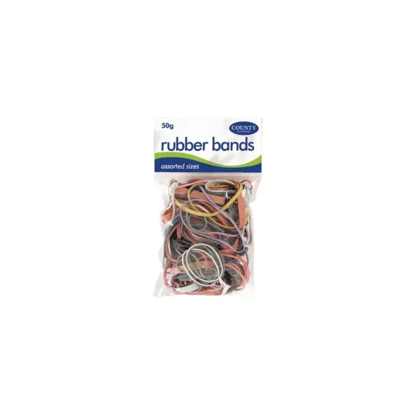 COUNTY COLOURED 50 GM RUBBER BANDS HANG